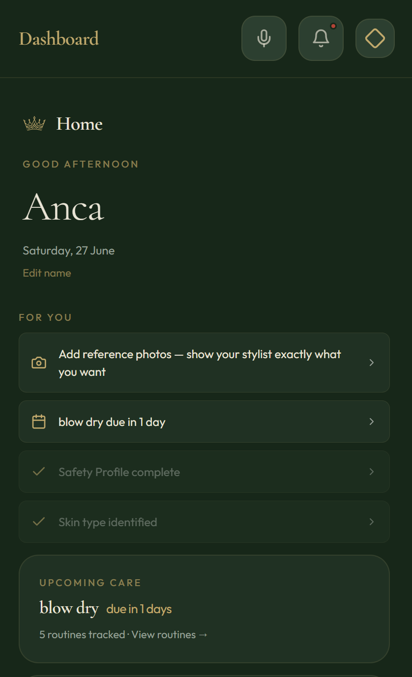 SAY client dashboard